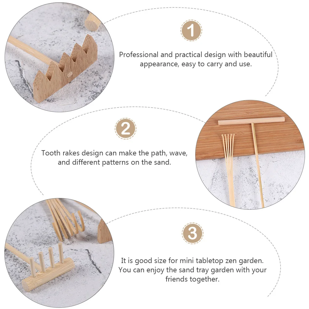 

8 Pcs Bamboo Rake Mini Zen Garden Miniature Decoration Desktop Tool Sandbox Tools