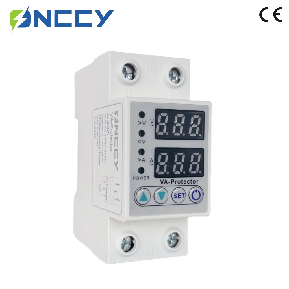 ONCCY Din Rail Over Current Protector Over Voltage Under voltage Protective Device 220VAC single phase