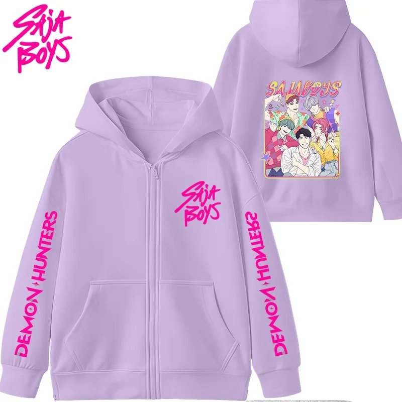 

K-pop Demon Hunters Hooded Coat for Children Anime Cartoon Fashion Zip Jacket Boy Girl Spring Autumn Cute Coats Kid Clothes Gift