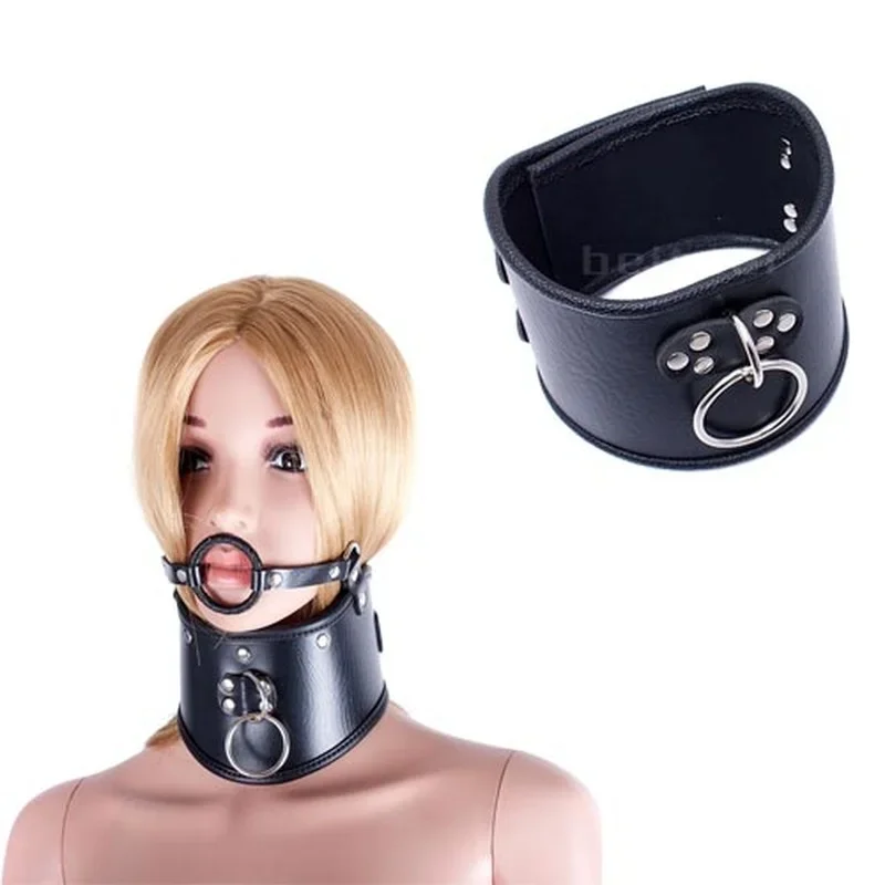 PU Leather Locking Posture Collar Bondage Straighten Up Master BDSM with Mouth Gag Slave Restraint Strap Harness Collar Sex Toys