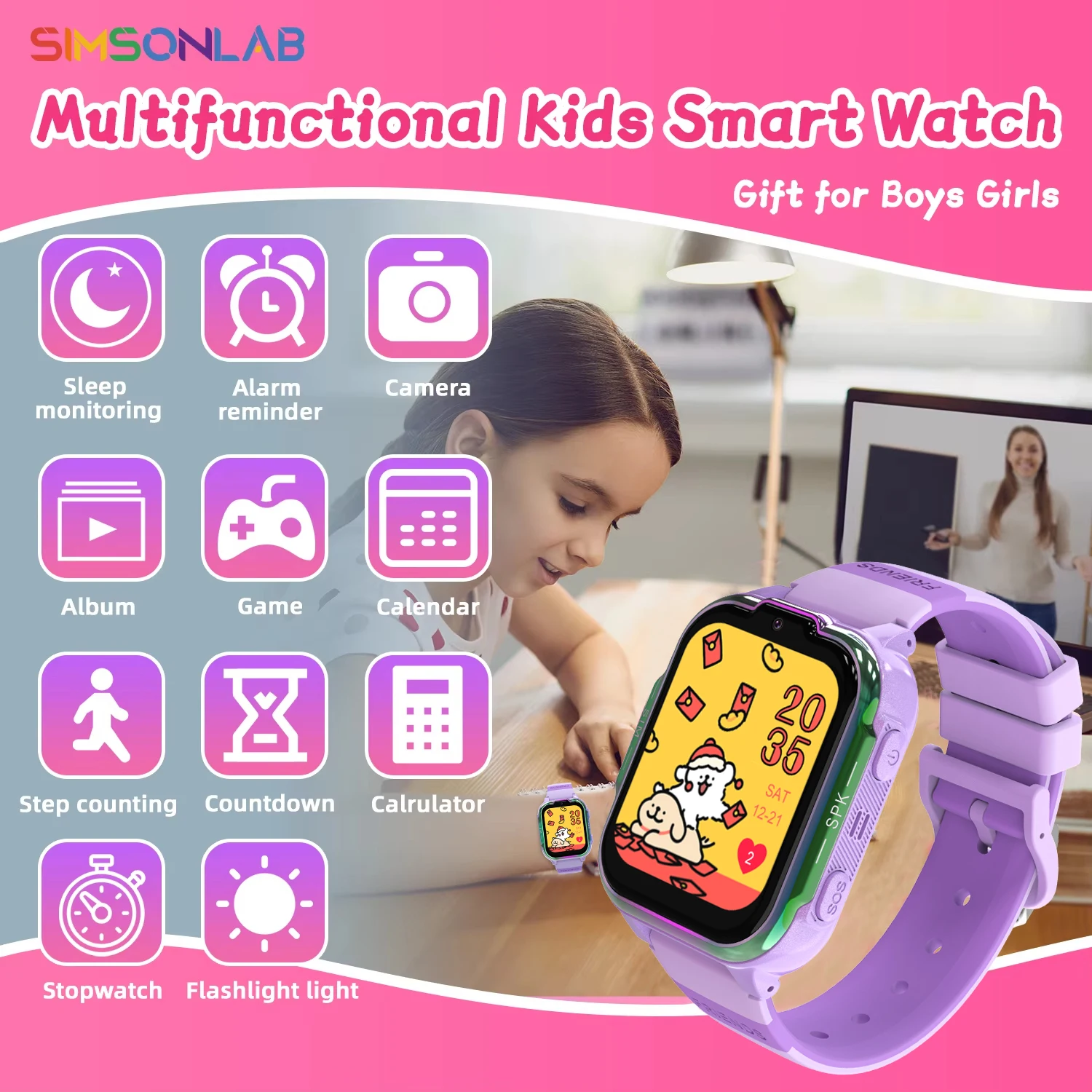 

2025 New 4G Kids Smart Watch Sos History Location Display HD Video Call Camera Waterproof WIFI LBS GPS Boy Girl Gift Smartwatch