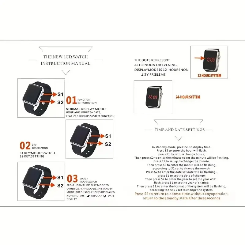 Sports Electronic Watch for Women and Men LED Digital Watch Student Fashion Casual Simple Silicone Watch Electronic Clock