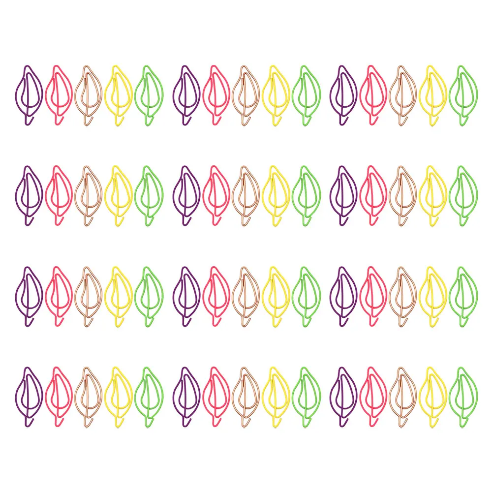

70 PCS Leaf Shape Paper Clip File Clips for Office Leaves Cute Metal Bookmark Paperclips Wedding