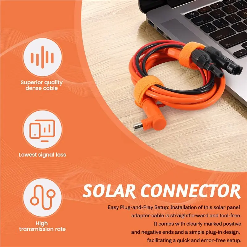 A64K 3X Solar Panel To DC 8Mm Adapter Cable 2M, Solar Connector To DC7909/8020 Male Plug Extension Cord, Tinned Copper Wire