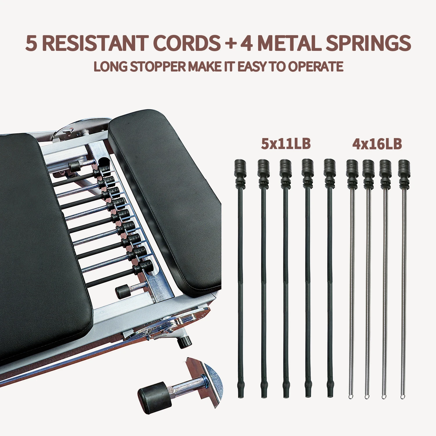 Foldable Pilates Reformer Machine with Tower for Home view 5