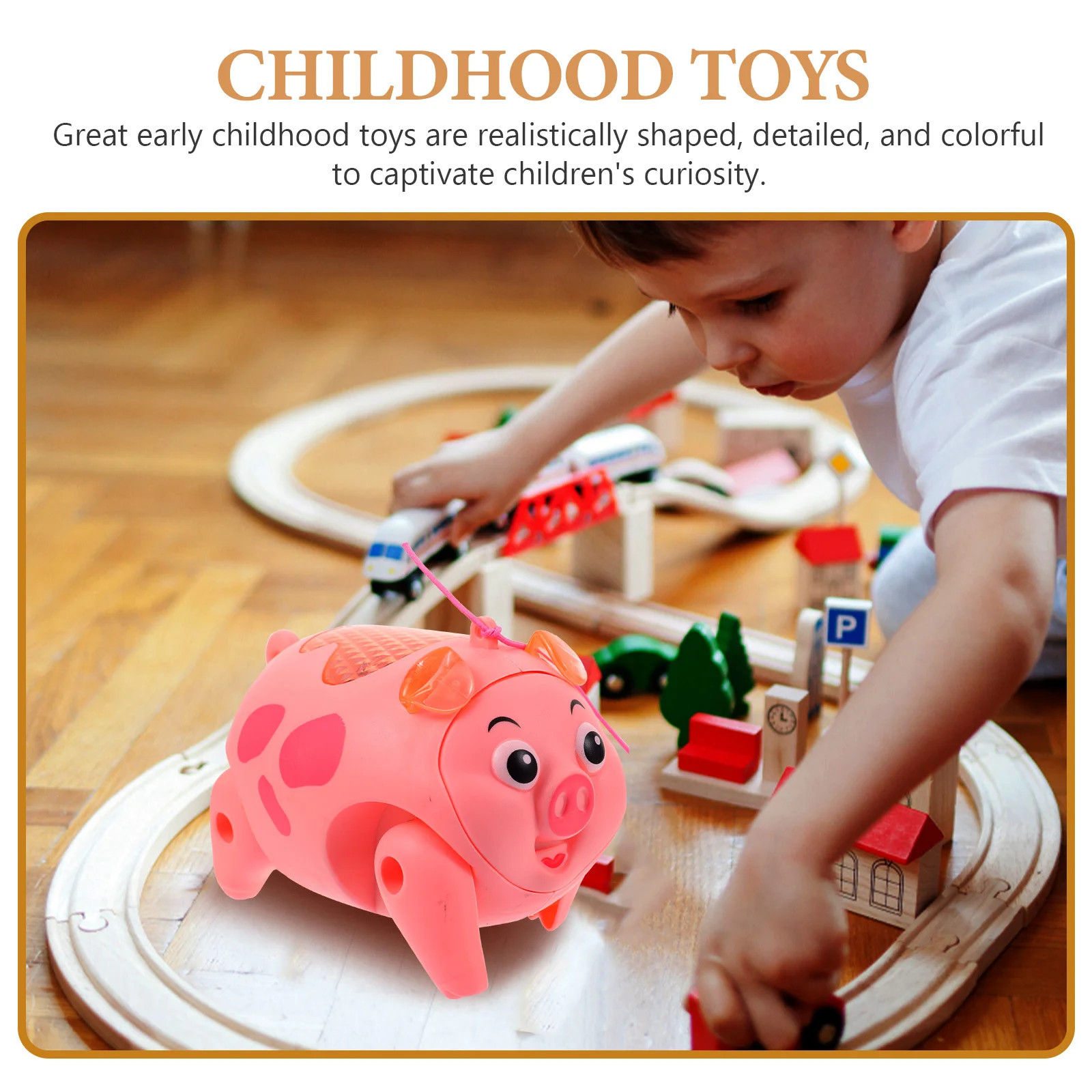 حبل خنزير كهربائي للمشي، ضوء موسيقي مقلد على شكل حيوانات للأطفال، هدية عيد ميلاد داخلية، ديكور خنزير كرتوني مضيء #6