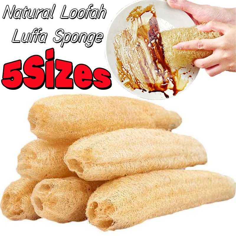 

Natural Loofah Luffa Sponge Biodegradable Strong Cleaning Sponge Long Non-stick Dishwashing Artifact Pot Brush Dish Towels NONE