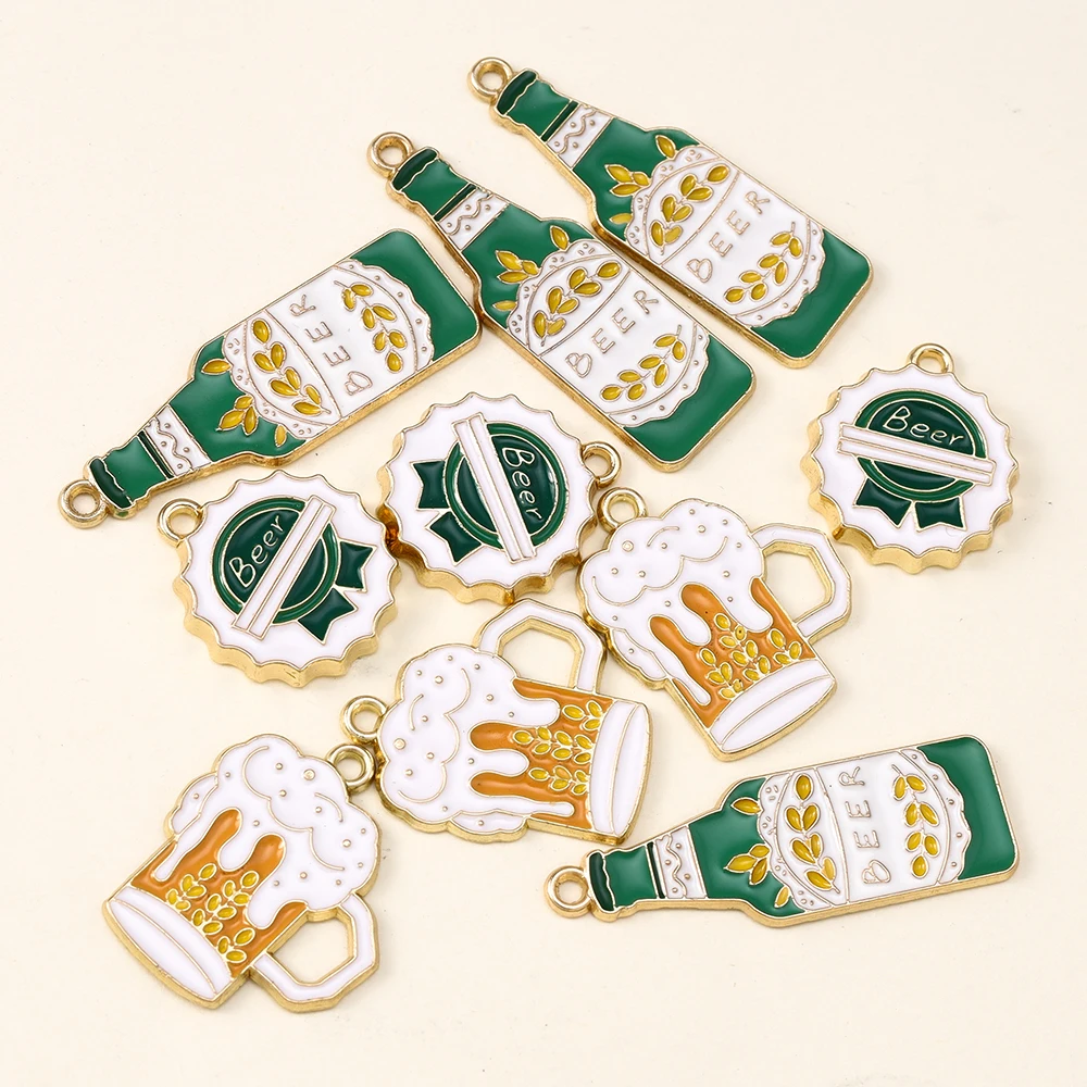 Image of 10 Stück Emaille Bar Bierkrug Bierflasche Charms für Schmuckherstellung Charms Anhänger Halsketten Ohrringe Handgefertigte Schmuckaccessoires