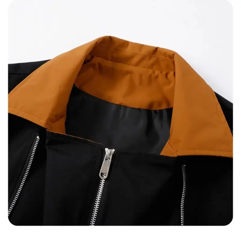 남성용 더블 지퍼 재킷, 단색, 아웃도어 플라이트 재킷, 수트 칼라, 유럽 스타일 코트, 가을 및 겨울