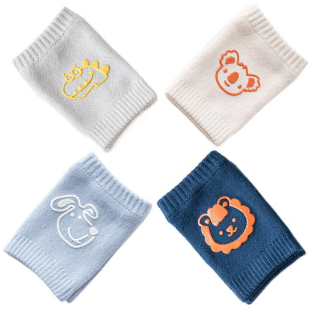 

4 Pairs Baby Socks Knee Guard Crawling Cartoon Mesh Infant Knee Protectors Lion Dog Dinosaur Breathable Elbow Pads Unisex