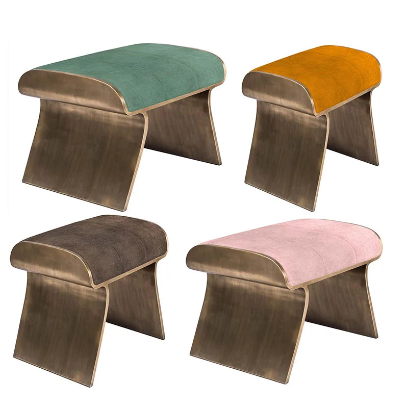 Modern minimalist light luxury bed end stool at home door shoe stool leather art dressing stool