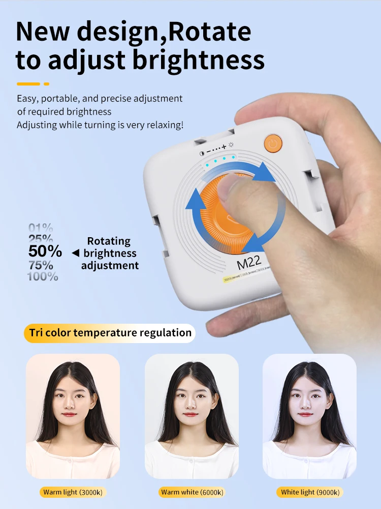 LED Portable Selfie Light Video Conference Lighting with Clip Rechargeable 2200mAh Bi-Color for Phone, Camera, iPad,Video Vlog