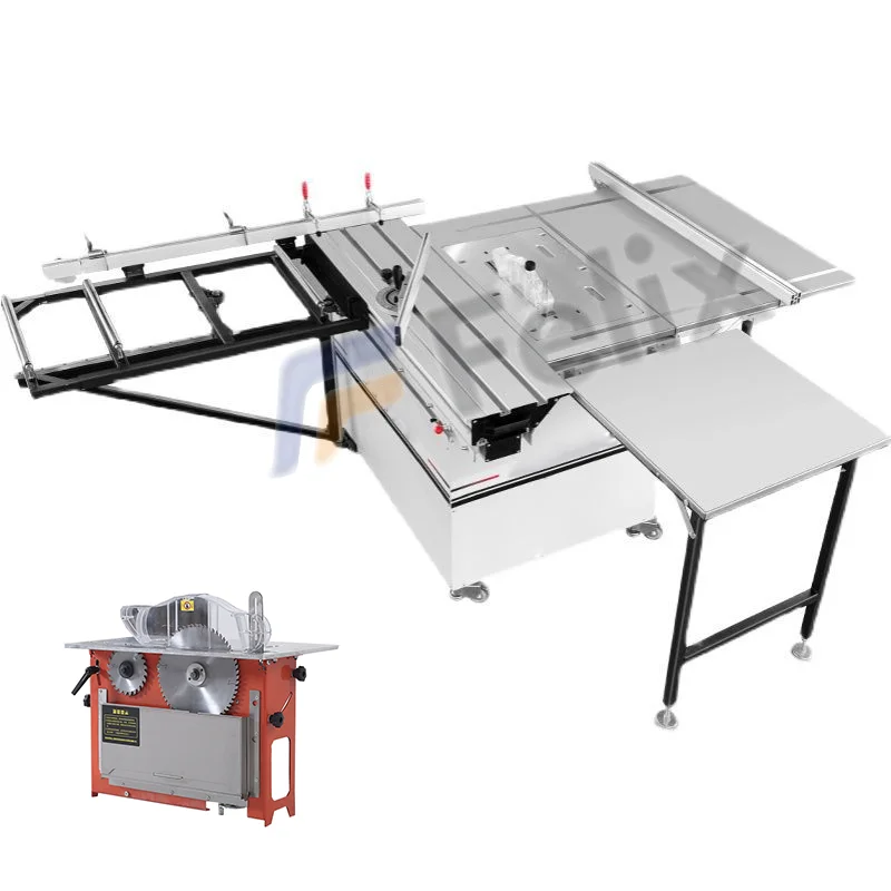 

China precision push table saw dust-free mother saw multifunctional woodworking saw table workbench cutting machine bevel 45