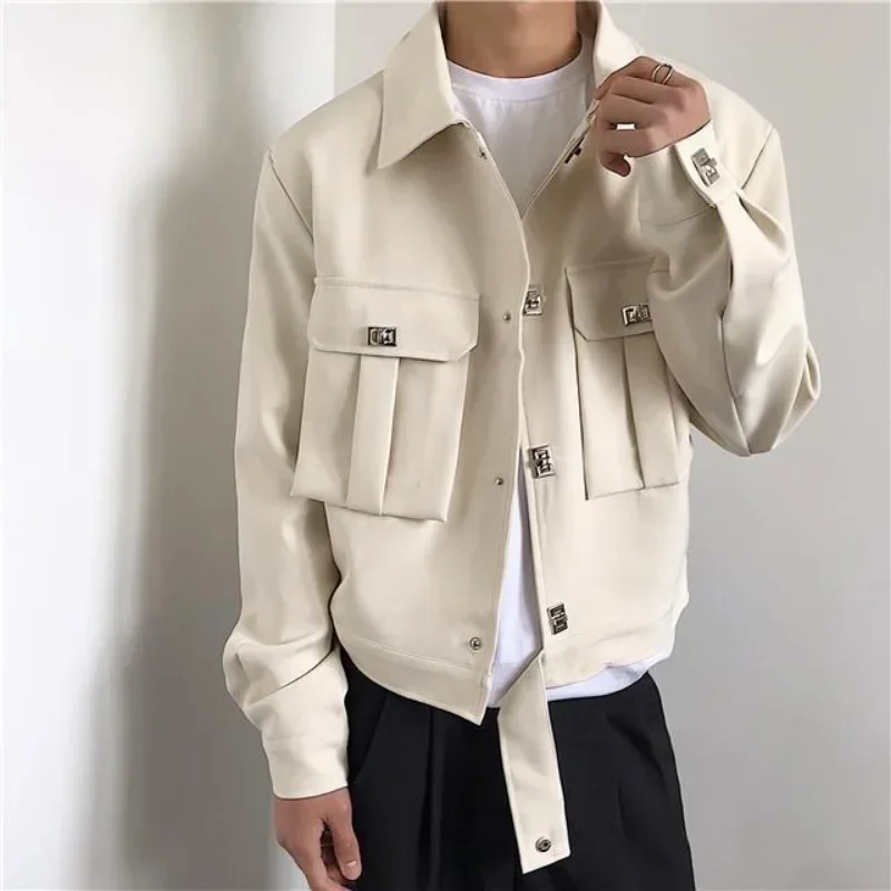 Spring Premium Coat Men's Short Tops Trendy Large Double Chest Pocket Design Korean Niche Popular Couple Street Bomber Jacket