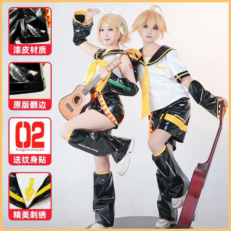 

Костюм для косплея Kagaminee Rin/Len аниме Len Rin топ шорты костюмы JK Униформа Хэллоуин