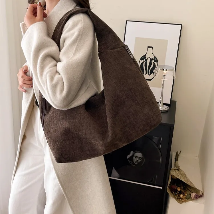 

Популярная сумка через плечо 2025 года, просторная женская сумка-тоут, студенческая сумка через плечо, универсальная сумка «день-ночь», текстурированный слинг