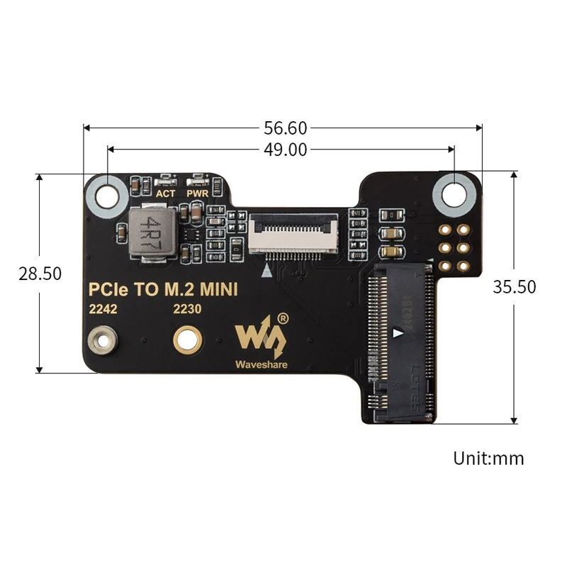 PCIe To M.2 Mini Adapter for Raspberry Pi 5 Supports NVMe Protocol M.2 Solid State Drive NVMe HAT for Raspberry Pi 5
