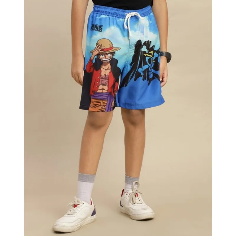2026 Summer One Piece Monkey D. Luffy Print Quick Dry Shorts Men Anime Beach Board Shorts Casual Breathable Sports Swim Trunks