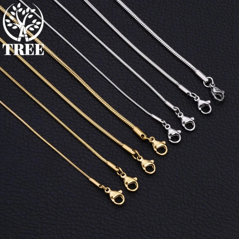 925 Sterling Silver 18K Gold Snake Chains Necklace Men's 1mm 2mm 3mm Chains Jewelry For Women 40-75cm Long Chains Accessories