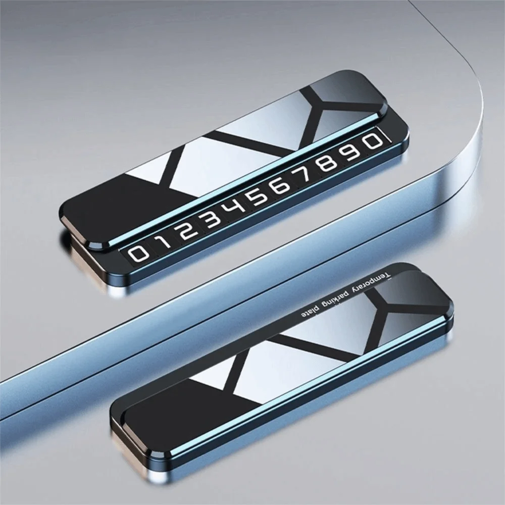 Durable Metal Parking Number Plate Hidden Design Removable Temporary Parking License Plate Phone Number Holder Emergency Contact