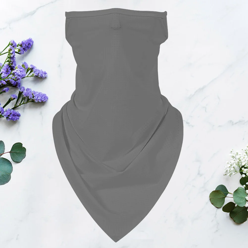 

1Pcs Sunscreen Face Mask Ear-Hanging Solid Color Triangle Towel Cycling Outdoor Face Cloth for Women Men Grey Comfortable