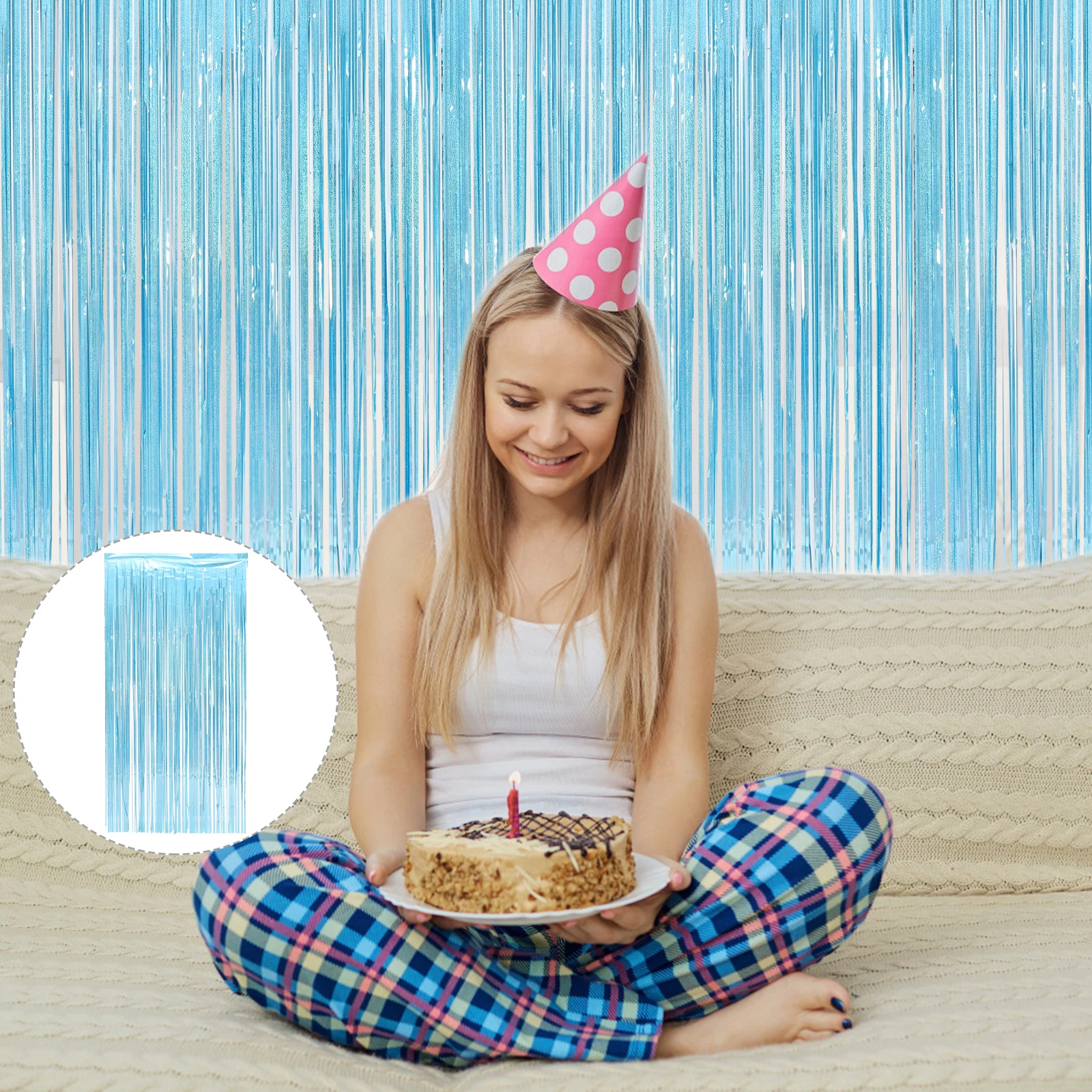 

3 Pcs Plastic Fringe Backdrop Curtains Decorative Door Wall Curtain for Birthday Wedding Christmas Party Decoration Tinsel