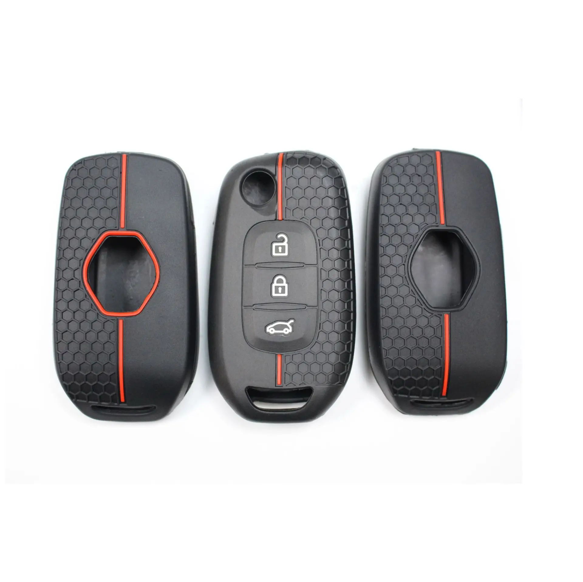 Suitable for Renault Two-button Folding Pattern Hollow Key Cover Car Interior Silicone Key Cover