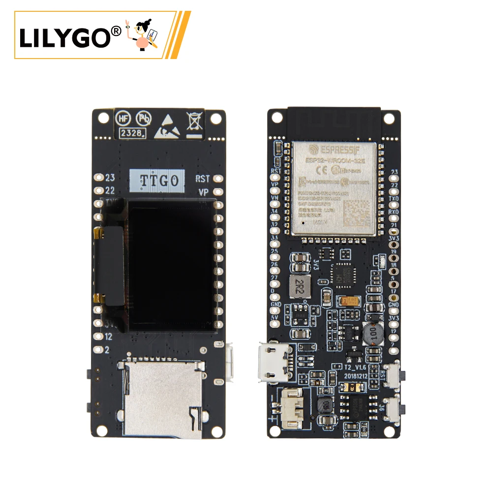 

0.95" OLED T2 ESP32 Development Board - WiFi Bluetooth Wireless Module with SD Card Slot for Car IoT Prototyping