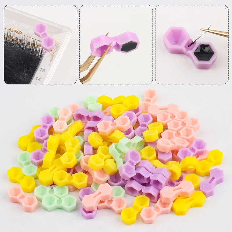 Taza de pegamento para pestañas profesional de doble pureza, soporte adhesivo de plástico antiderrames para extensión de pestañas, herramienta esencial de salón, resina de goteo