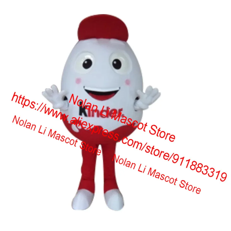 Hoge kwaliteit schattig ei mascotte kleding knoedel schelp witte jurk met lachend gezicht Halloween kleine rode hoed volwassen maat 1298