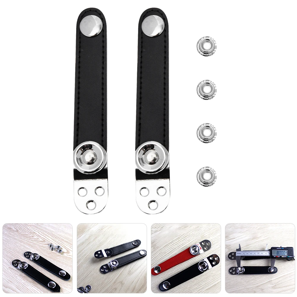 

2 Pcs Accordion Bellows Extension Straps Double Layer Full Black Metal Buckle Adjustable Length Accordion Harness Cowhide