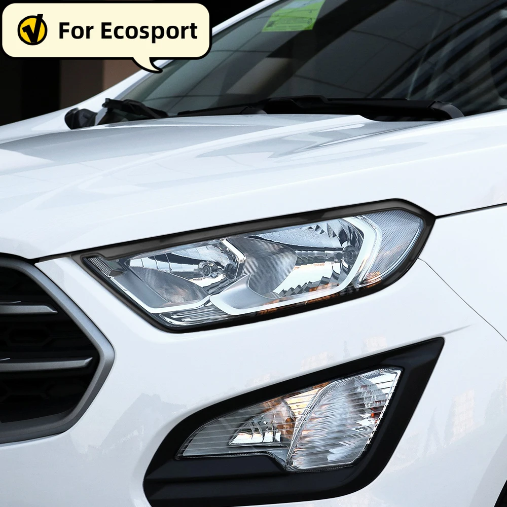 Car Front Headlight Head Light Cover Sticker Trim for Ford Ecosport 2018 2019 2020 2021 ABS Chrome HeadLamp Decoration