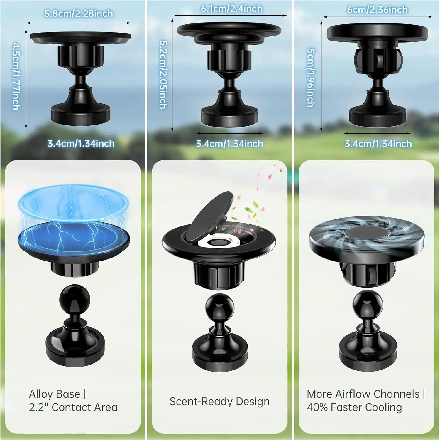 Dual Magnetic Phone Holder 360° Rotating Gym Golf Carts For iPhone 16/15/14/13/12,Phone Mount Fit for Samsung/Android