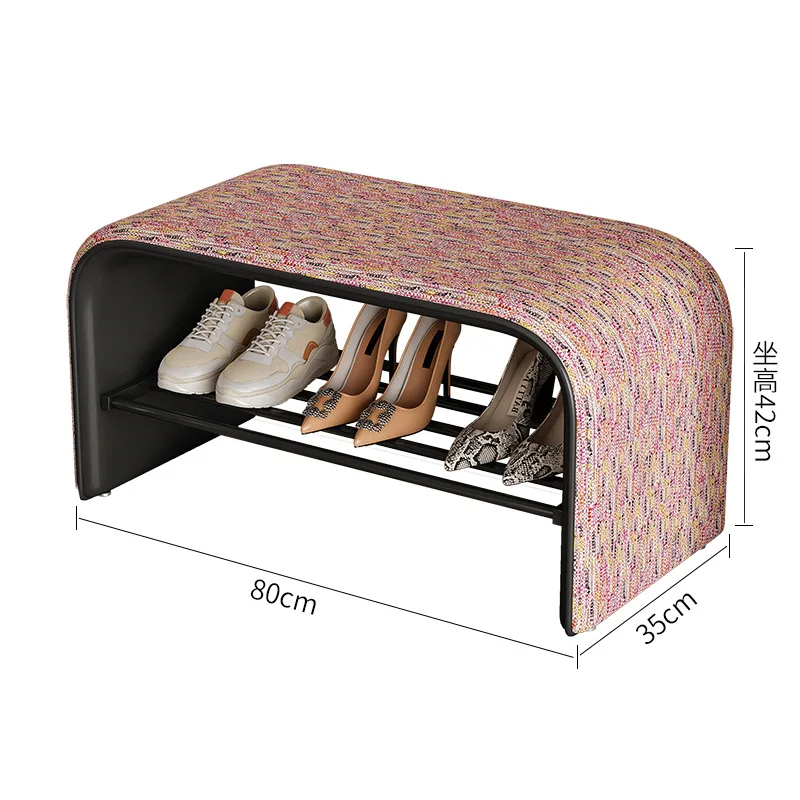 LH Light Luxury High-End Linen Shoe Bench for Doorway Home Use Sitting Shoe Bench Shoe Cabinet Integrated Use