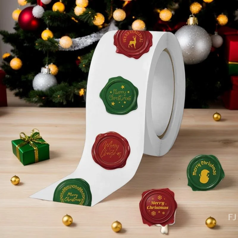 [YU]500개 메리 크리스마스 스티커 1인치 원형 크리스마스 태그 스티커 어린이 선물 베이킹 패키지 봉투 문구 장식용