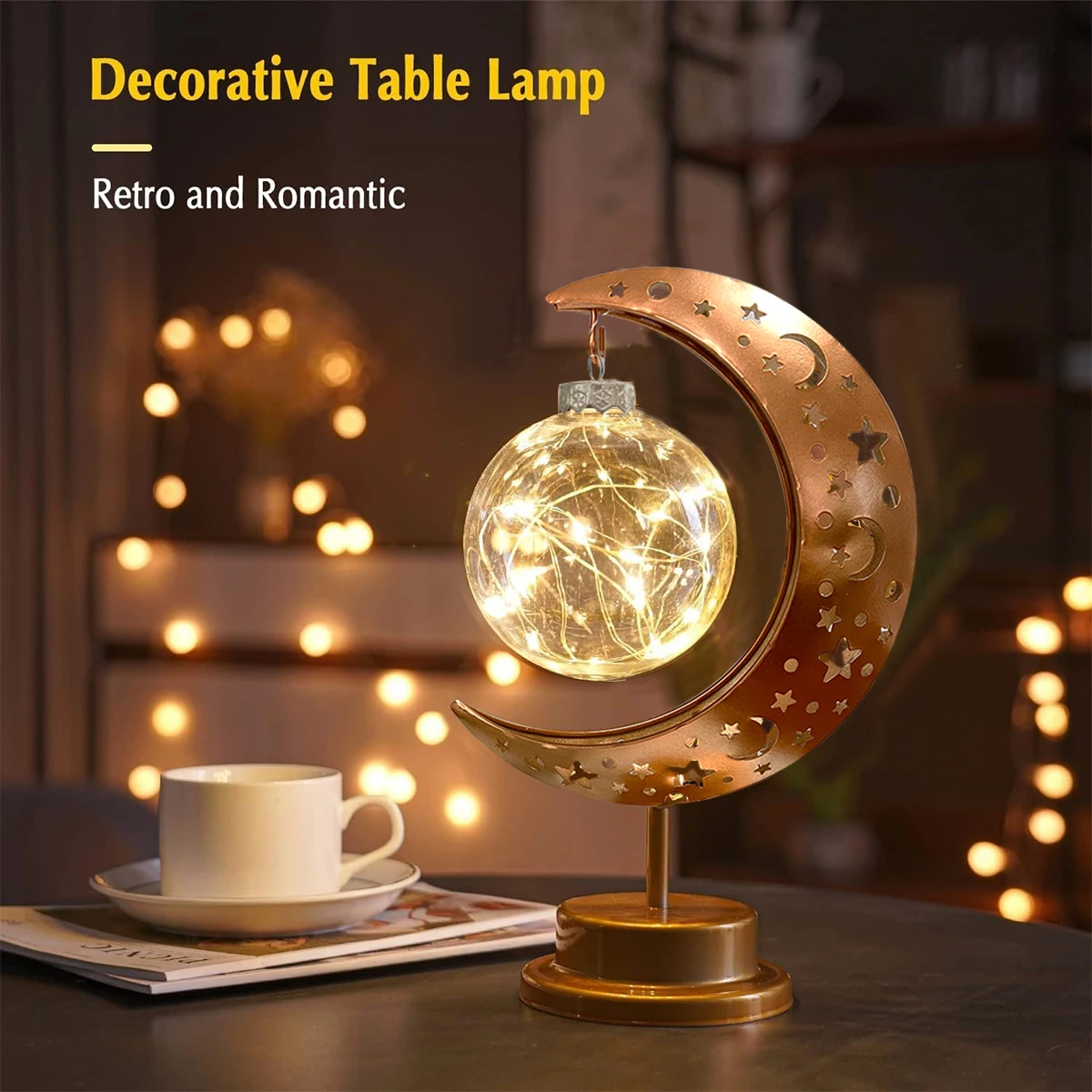 

Светодиодный светильник-шар «Звезда и Луна» для Рамадана, 1 шт., для спальни, праздничный настольный светильник, подходит для создания атмосферы на праздниках, дома и вечеринках