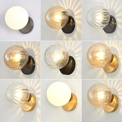 Modern Led wall Light Gold Glass Ball Wall Lamp living Room Bathroom Bedroom Bedside Lamp Entrance Porch Indoor Lighting Decor