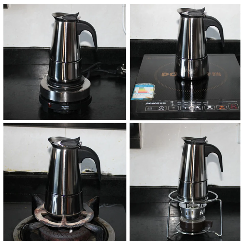 

Stainless Steel Kitchen Accessories Stovetop Brewer Home Maker Mocha Utensils Household Coffee Pot Modern Design