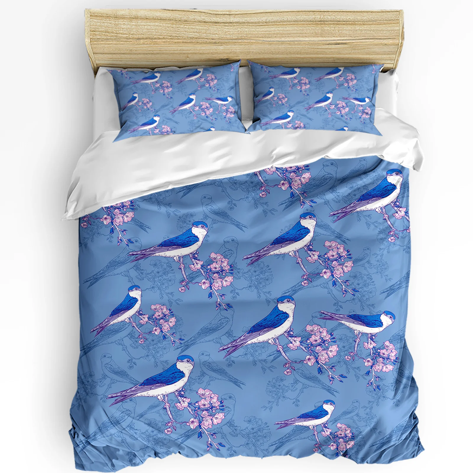 Birds On Plum Blossom Branches 3pcs Duvet Cover Set Pillow Case Bedroom Single Double Bed Comforter Bedding Set Quilt Cover