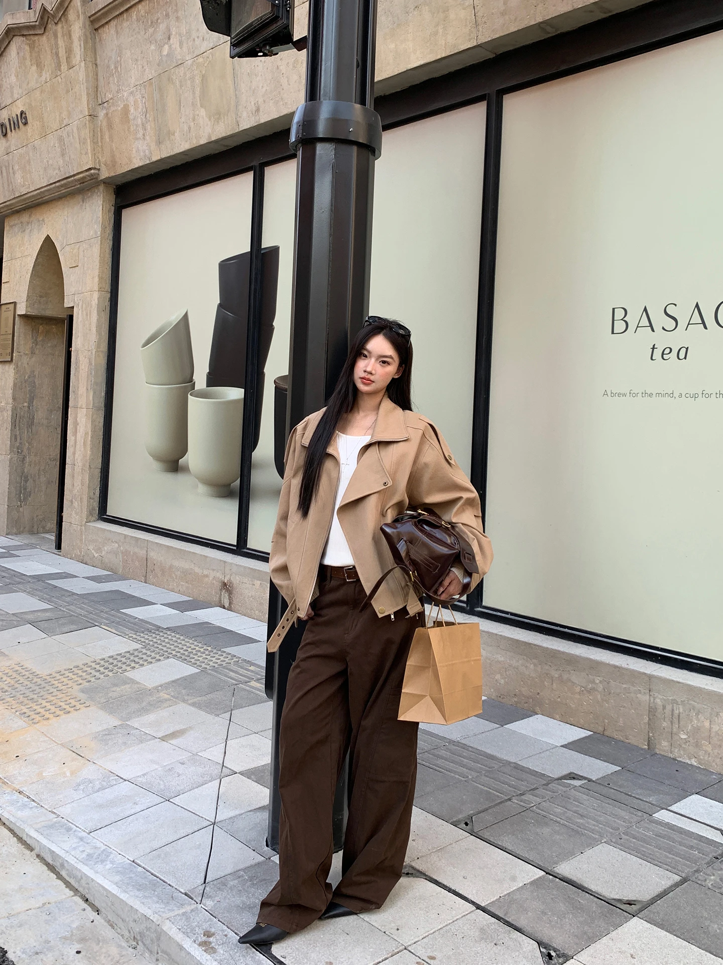 

Low Waist Wide Leg Denim Jeans Women's Loose Fit Coffee Color American Retro Straight Leg Pants Autumn New Arrival G Sle