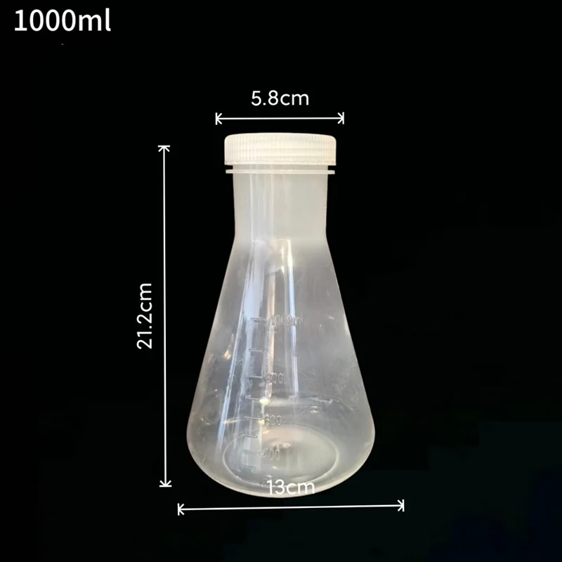 Hot Sale 50ml To 1000ml Lab Plastic Erlenmeyer Flask Conical Container Bottle With Screw Cap For Laboratory Experiment