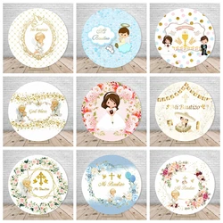 Elasticity Round Girl Boy Holy Communion Angel Peace Dove Children's Birthday Decoration Backdrop Party Custom Background Wall