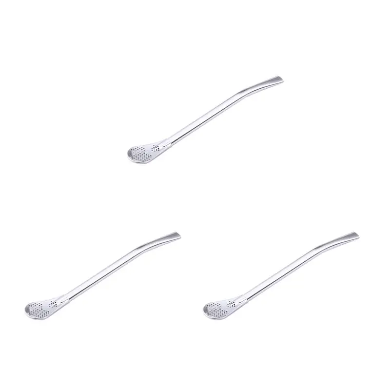 J1UL1N 3X Stainless Steel Drinking Straw Filter Handmade Herb Mate Tea Light Bulb Gourd Washable Practical Tea Tools Bar