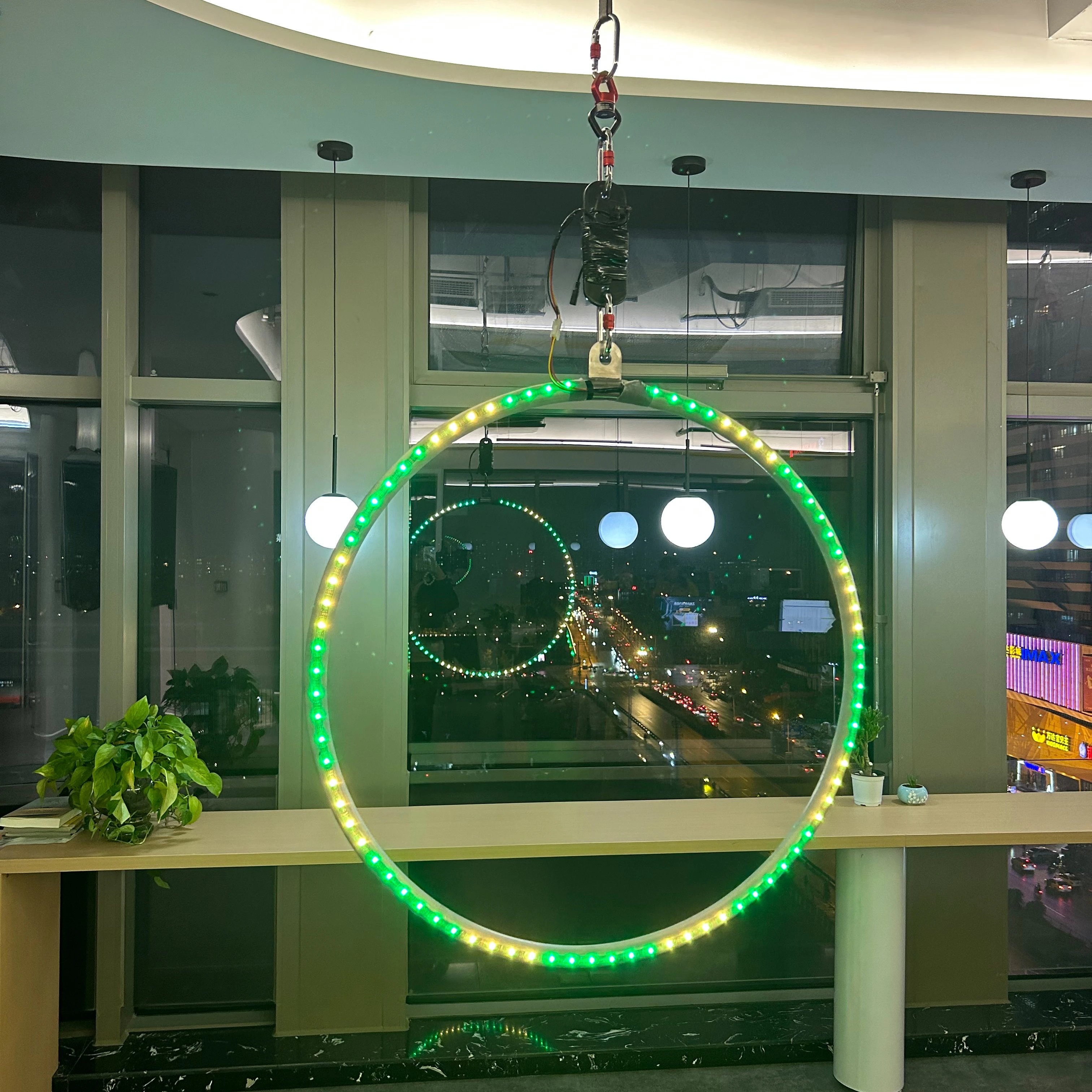 Led Hoop Stainless Steel Aerial Hoop Aerial Yoga Lyra  Indoor Outdoor Gym Swing Fitness