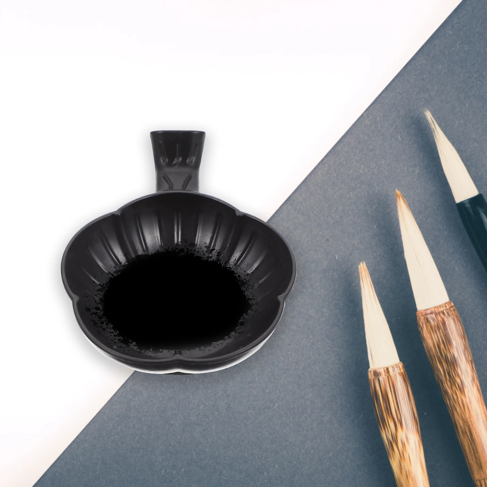 Prato de tinta de plástico caneta titular caligrafia escova molho soja prato pintura peso papel escritório sala estudo decoração cultura chinesa
