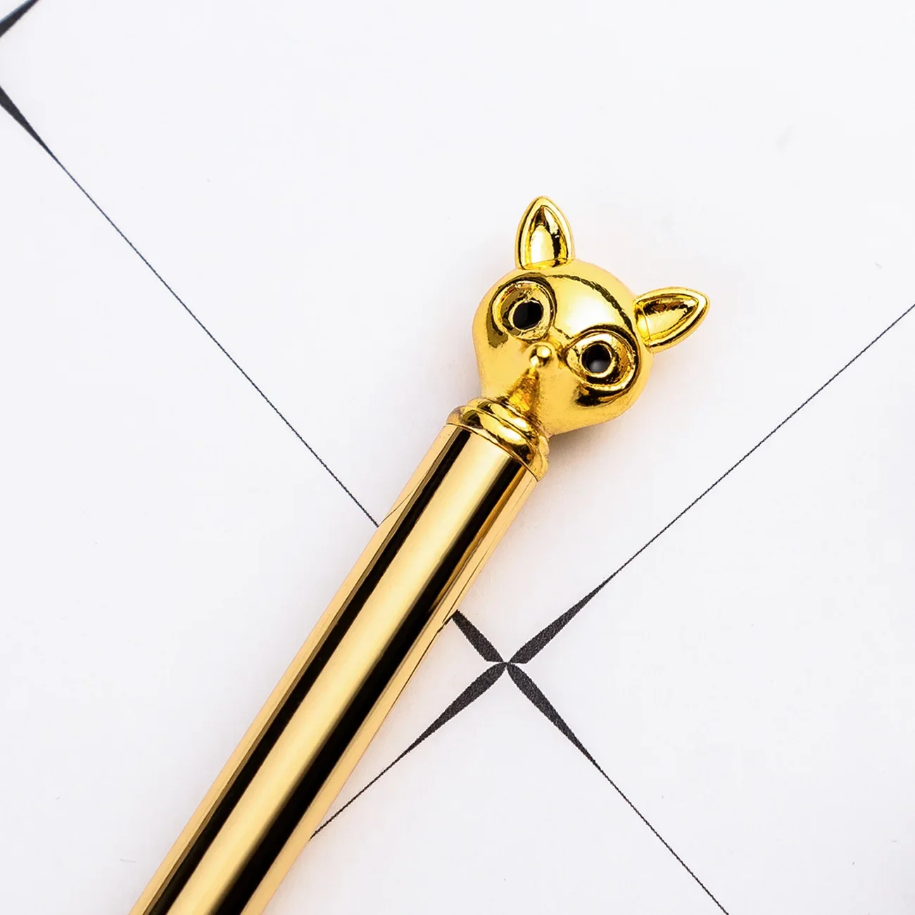 A 20PCS/lot Ball Pen Metal Fashion Fox Head Styling Pen Promotion Gift Advertising Pen Novelty Pens For Writing Stationery