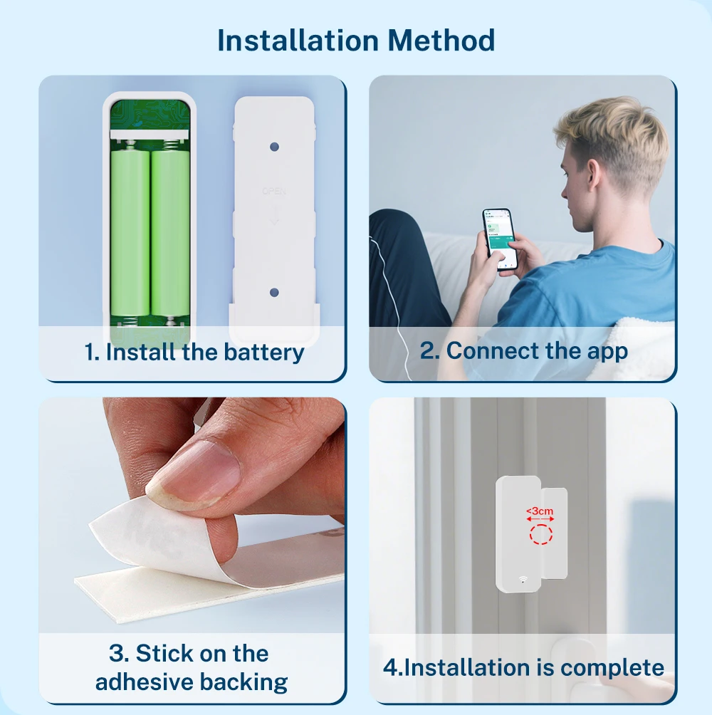 Tuya WiFi Zigbee Türsensor Kontaktsensor Offen Geschlossen Detektor Smart Home Alarm Sicherheitsschutz Arbeiten Sie mit Aleax Smart Life – Detail 12