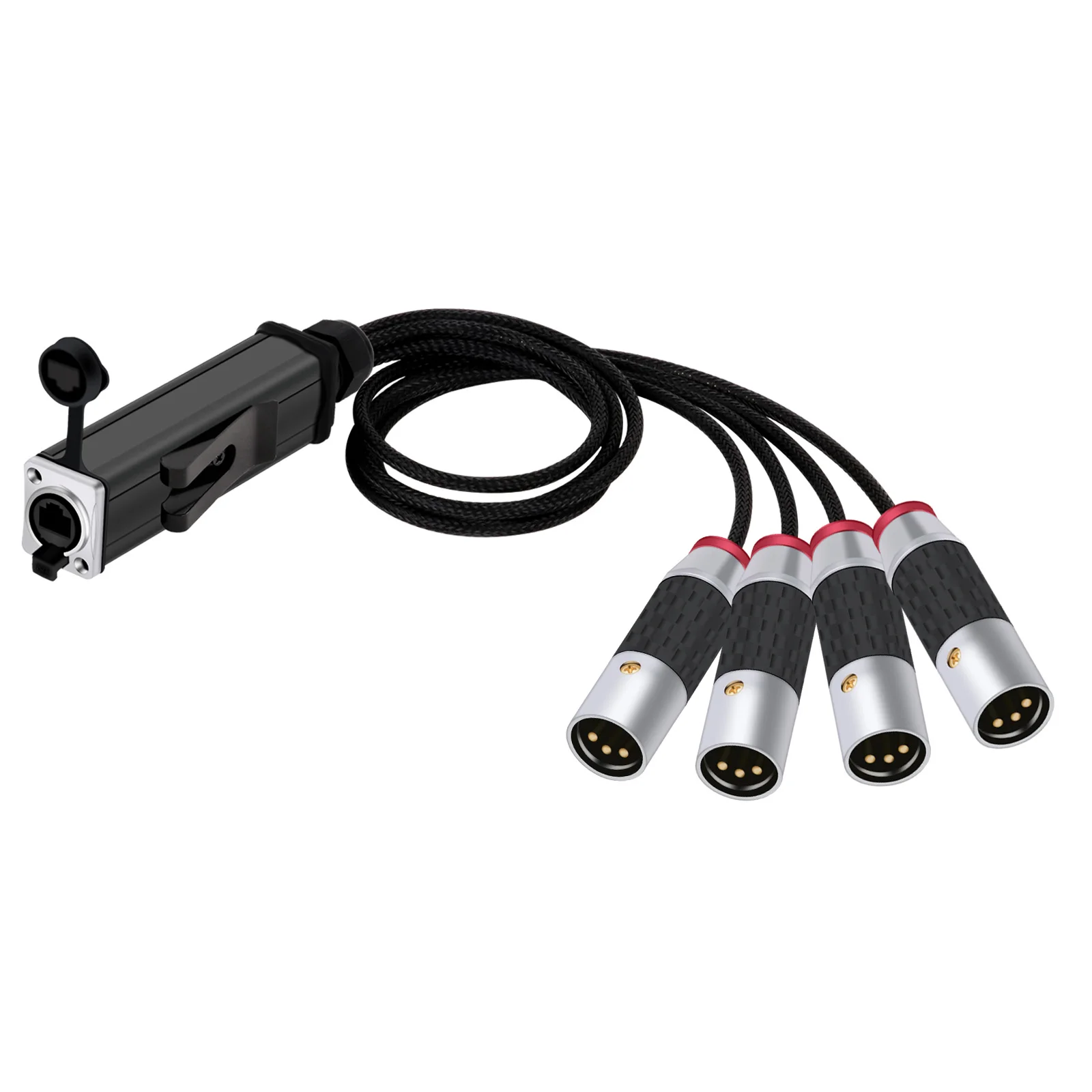 4 Channel 3 Pin Audio Network XLR Cable for Stage Sound Lighting ,Gold-plated XLR Male and Female To RJ45 Ethercon DMX