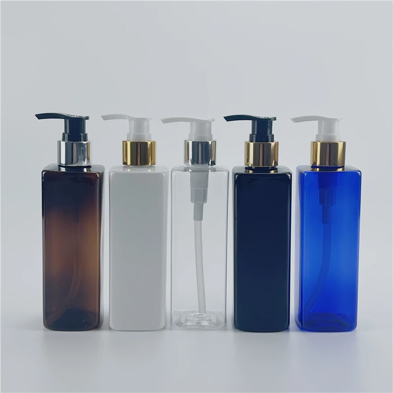 250ML X 25 Silver Gold Anodized Aluminum Lotion Pump Plastic Bottle Empty Cosmetics PET Container For Shampoo Lotion Liquid Soap