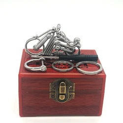 Purely Handmade Stainless Steel Key Ring, Motorcycle Shape, Car Keyring, American Mechanical Style, Gift Package